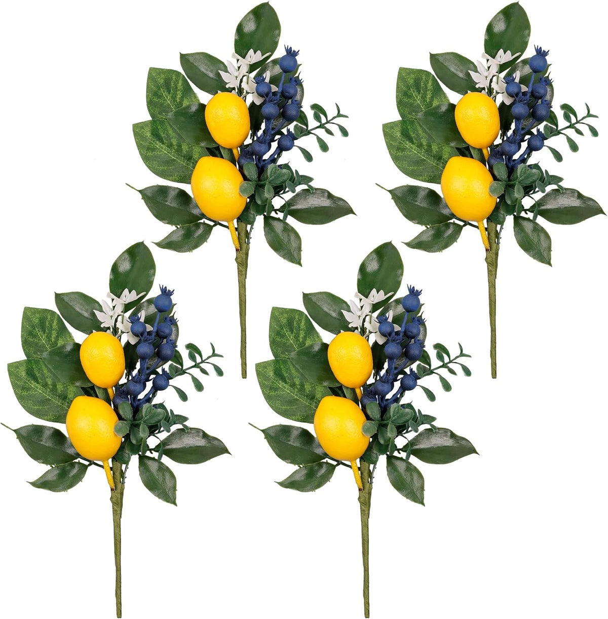 4 Packs Picks with Artificial Lemons Spring Summer Decor