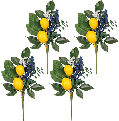 4 Packs Picks with Artificial Lemons Spring Summer Decor