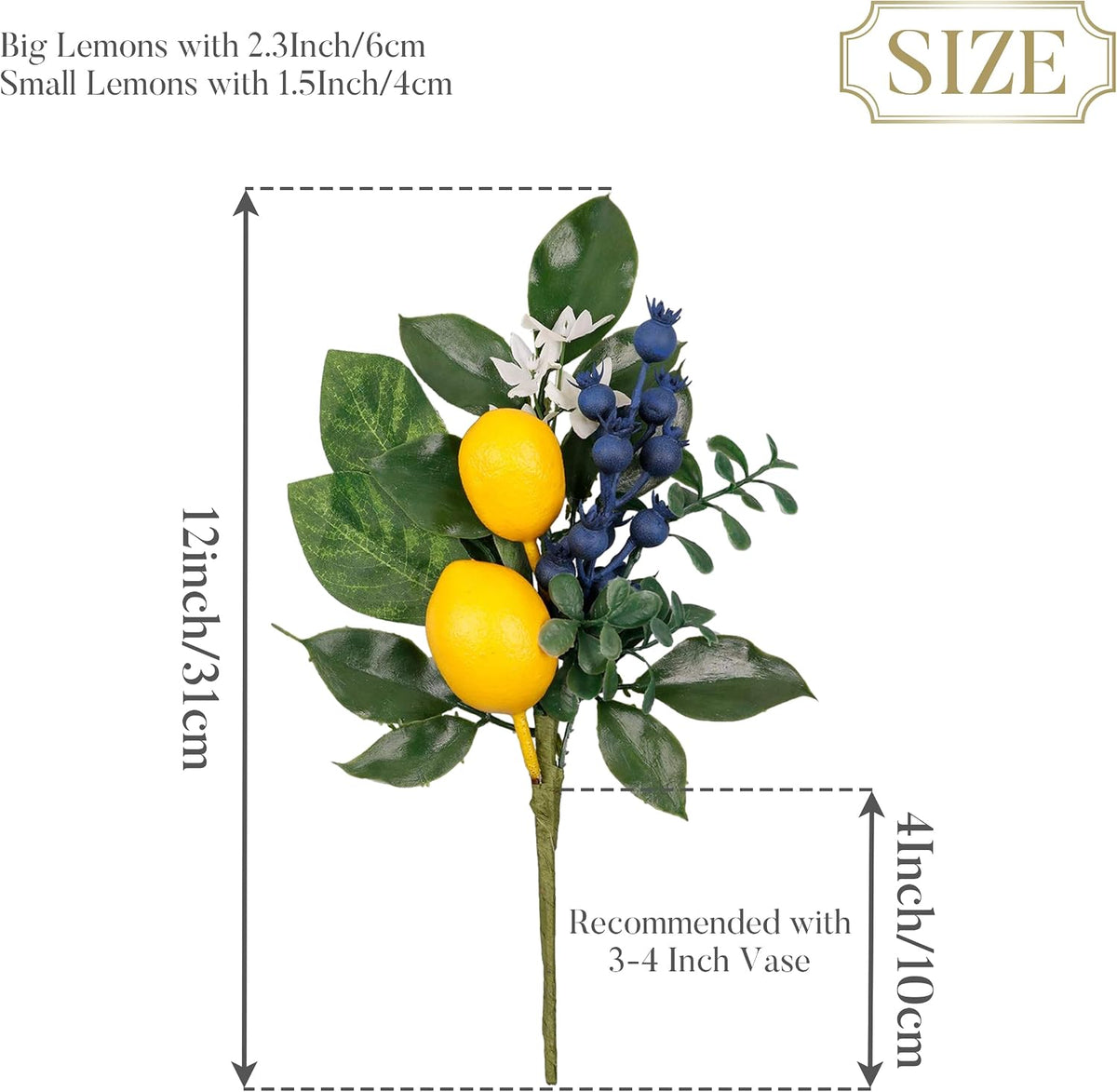 4 Packs Picks with Artificial Lemons Spring Summer Decor