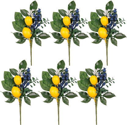 4 Packs Picks with Artificial Lemons Spring Summer Decor