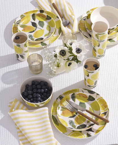 24 Seven Melamine Collection, Dishwasher Safe Melamine Dinnerware and Drinkware, Lemon Pattern, Tumbler Set, 16 oz, 4-Piece