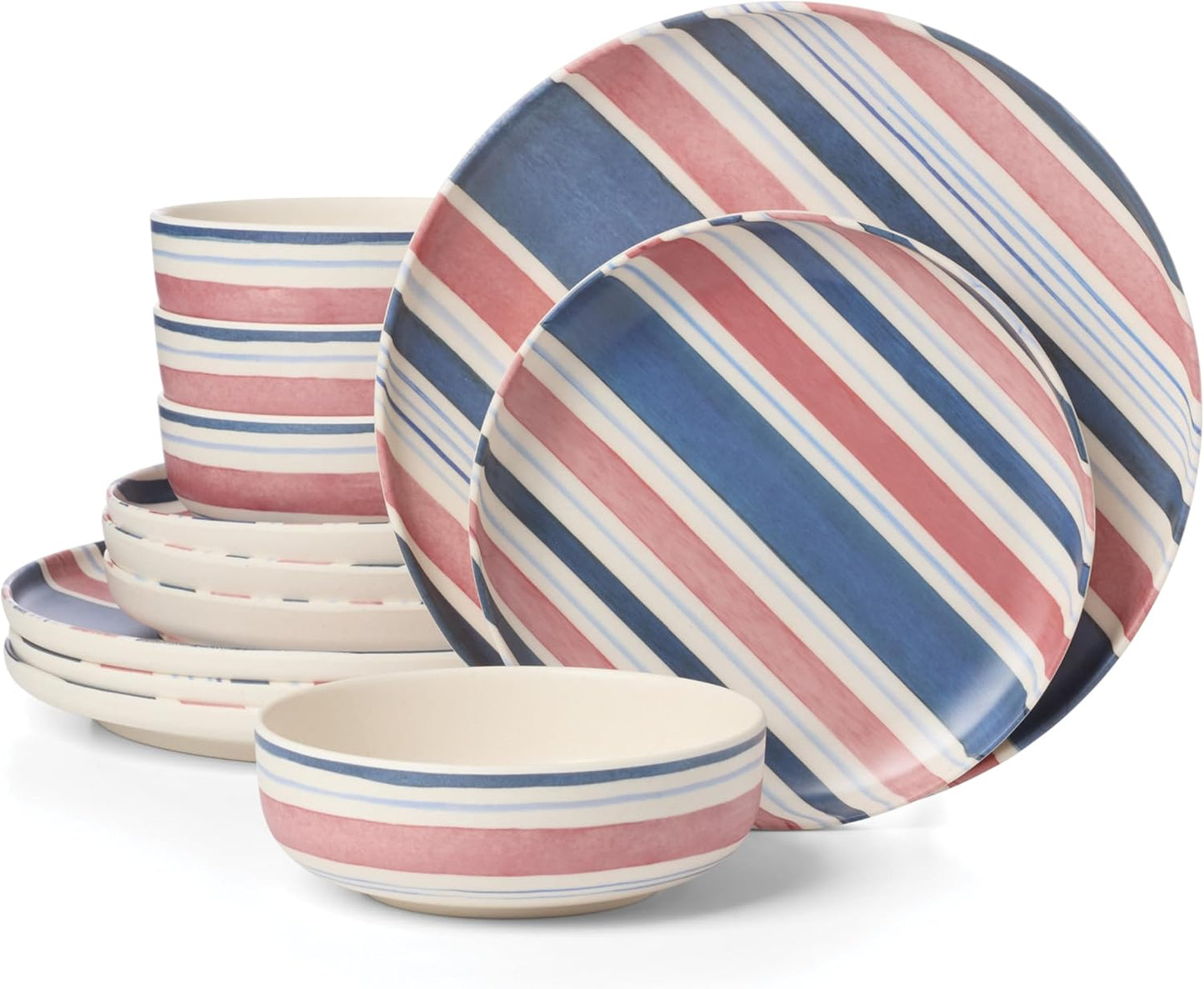 24 Seven Melamine Collection, Dishwasher Safe Melamine Dinnerware and Drinkware, Lemon Pattern, Tumbler Set, 16 oz, 4-Piece
