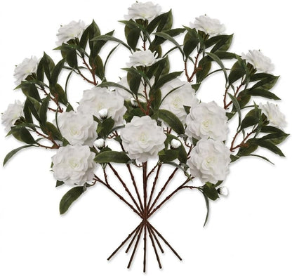 White Gardenia Spray, 2 Pack 28in Faux Flowers for Vases | Two 28in white gardenia sprays, each 2 blooms & 1 bud, for vases, centerpieces & bridal accents