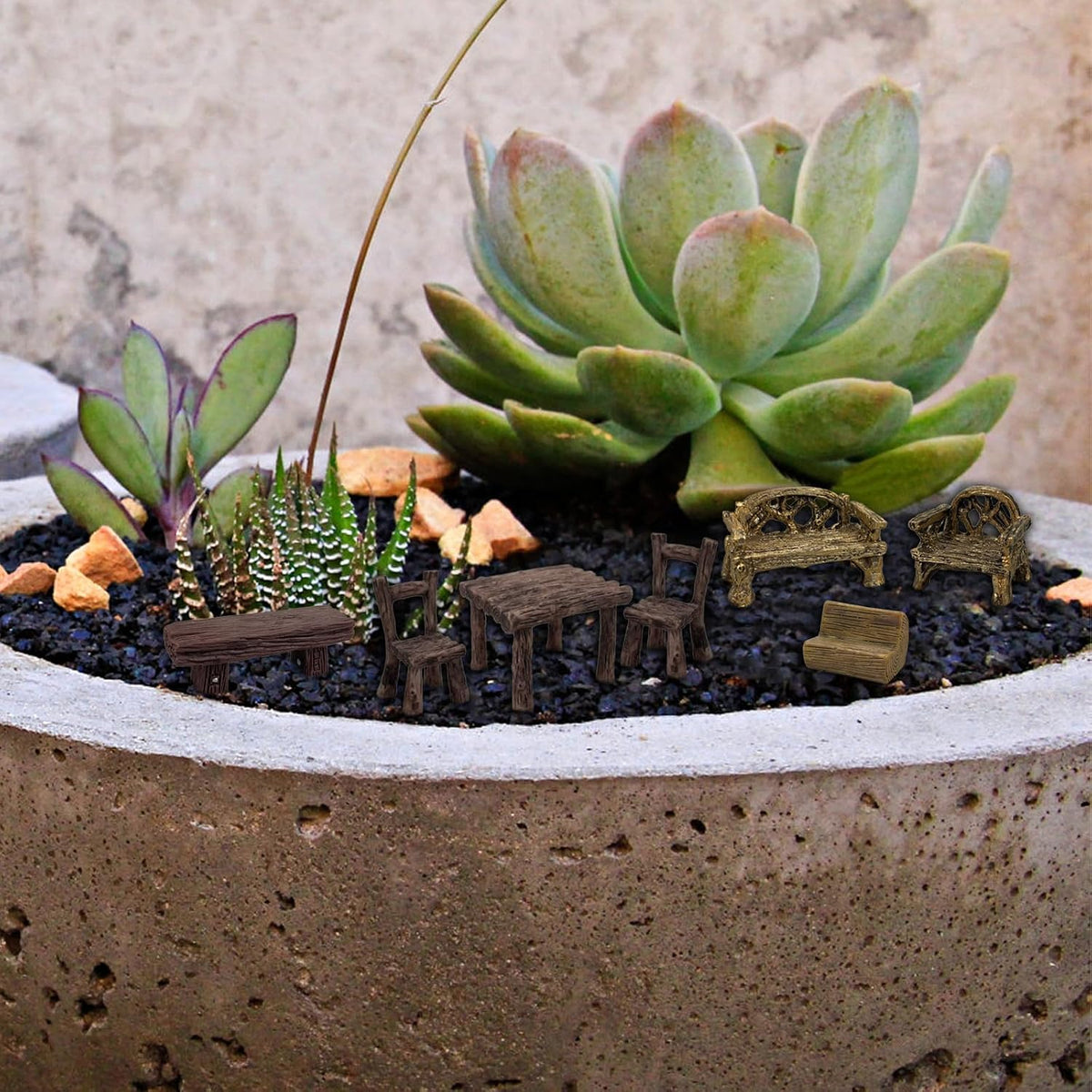 Artificial Tree Stumps and Miniature Fake Stone Rocks for Micro Landscape