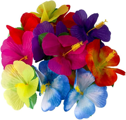 60 Pcs Artificial Hibiscus Flowers Hawaiian Faux Flowers Safari Tropical Flowers Summer Themed Party Decorations Home Garden Party Favors