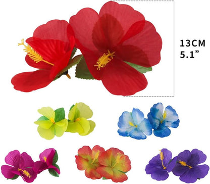 60 Pcs Artificial Hibiscus Flowers Hawaiian Faux Flowers Safari Tropical Flowers Summer Themed Party Decorations Home Garden Party Favors