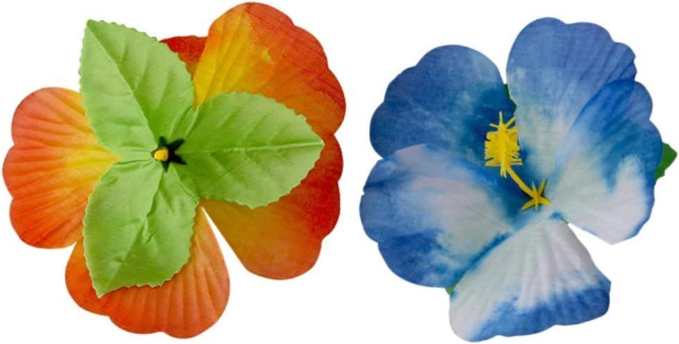 60 Pcs Artificial Hibiscus Flowers Hawaiian Faux Flowers Safari Tropical Flowers Summer Themed Party Decorations Home Garden Party Favors
