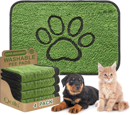 Reusable Dog Pee Pads, 2 Pack Super Absorbent & Leakproof Washable Puppy Pads with Soft Green Top Layer, for Potty Training, Crates, Couch, Car Seats & Pet Beds, 18"x24"