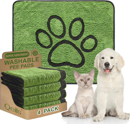 Reusable Dog Pee Pads, 2 Pack Super Absorbent & Leakproof Washable Puppy Pads with Soft Green Top Layer, for Potty Training, Crates, Couch, Car Seats & Pet Beds, 18"x24"