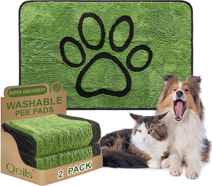 Reusable Dog Pee Pads, 2 Pack Super Absorbent & Leakproof Washable Puppy Pads with Soft Green Top Layer, for Potty Training, Crates, Couch, Car Seats & Pet Beds, 18"x24"