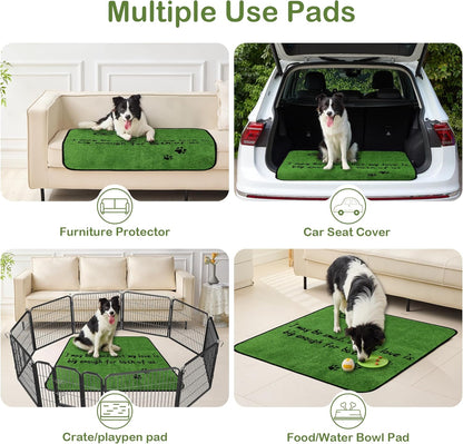 Reusable Dog Pee Pads, 2 Pack Super Absorbent & Leakproof Washable Puppy Pads with Soft Green Top Layer, for Potty Training, Crates, Couch, Car Seats & Pet Beds, 18"x24"