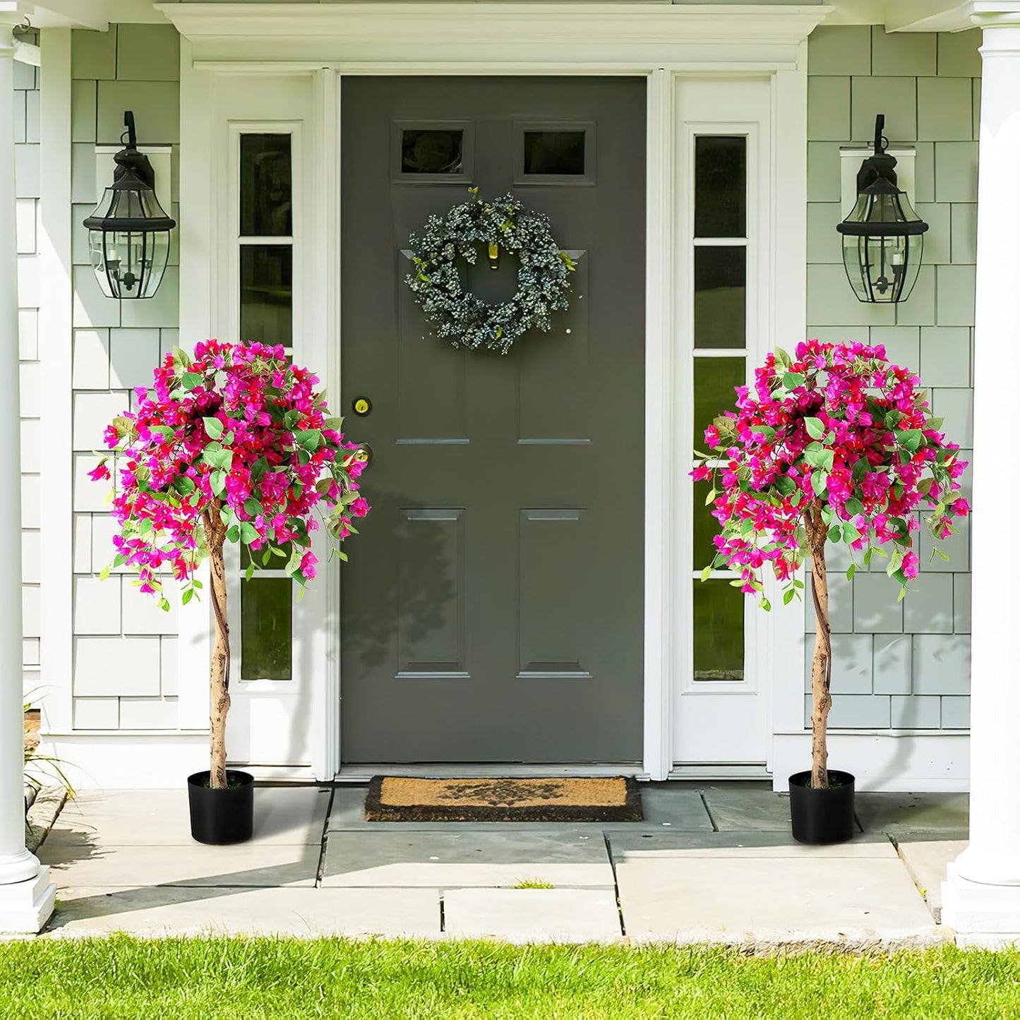 4.5FT Bougainvillea Artificial Tree, Tall Fake Floor Plant for Indoor Outdoor Décor