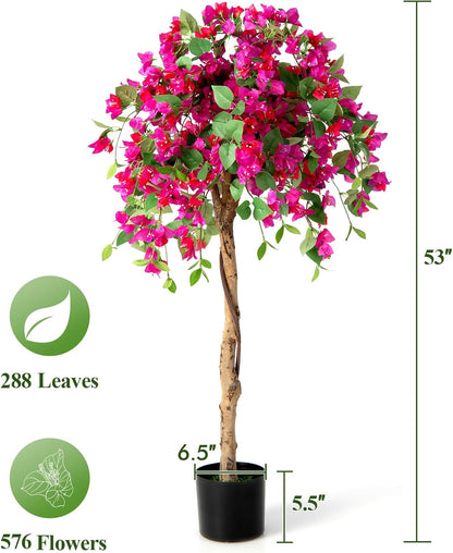 4.5FT Bougainvillea Artificial Tree, Tall Fake Floor Plant for Indoor Outdoor Décor
