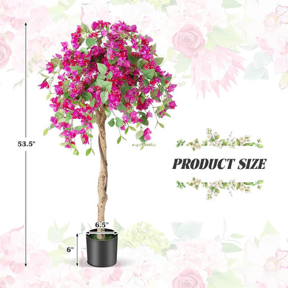 4.5FT Bougainvillea Artificial Tree, Tall Fake Floor Plant for Indoor Outdoor Décor