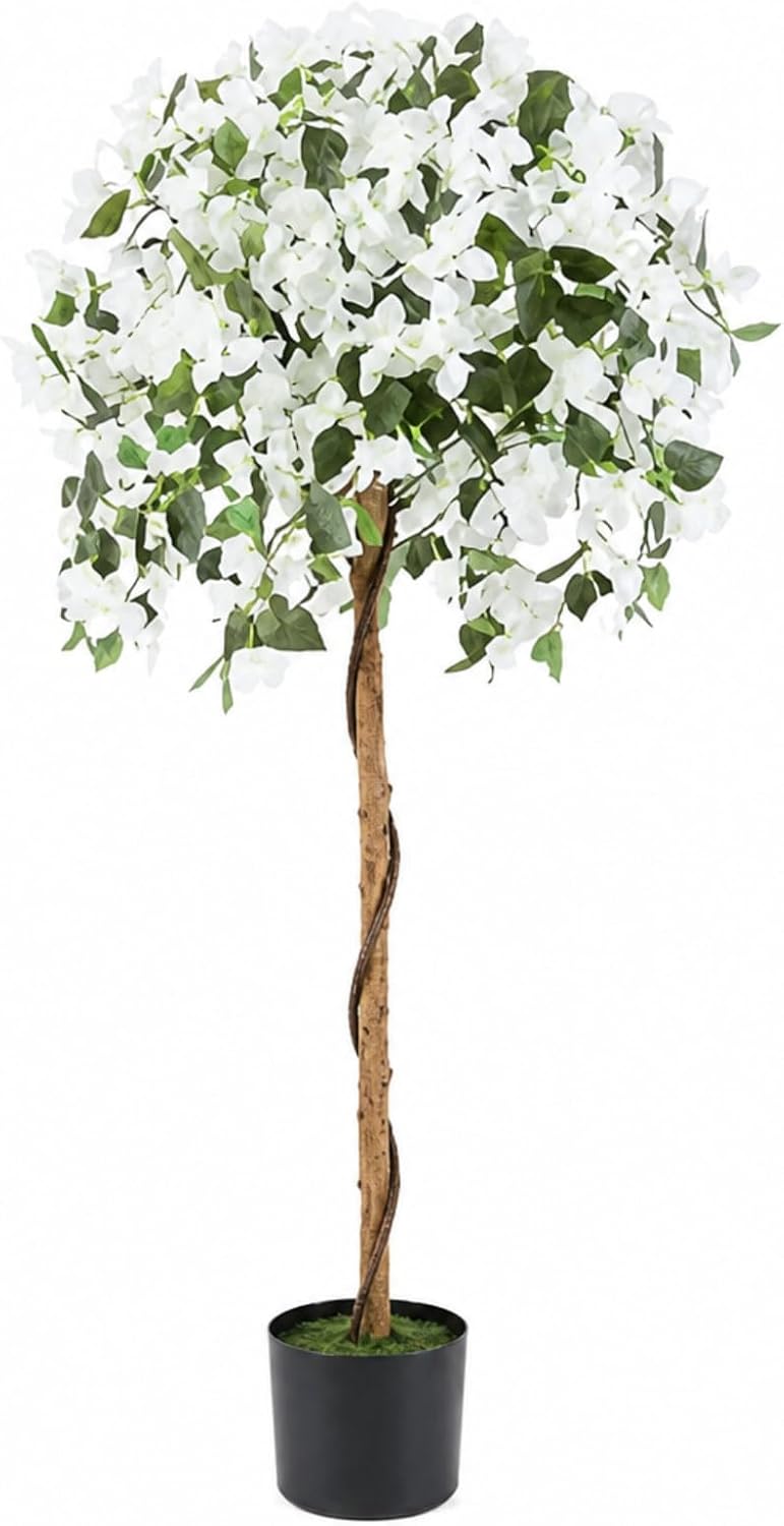 4.5FT Bougainvillea Artificial Tree, Tall Fake Floor Plant for Indoor Outdoor Décor
