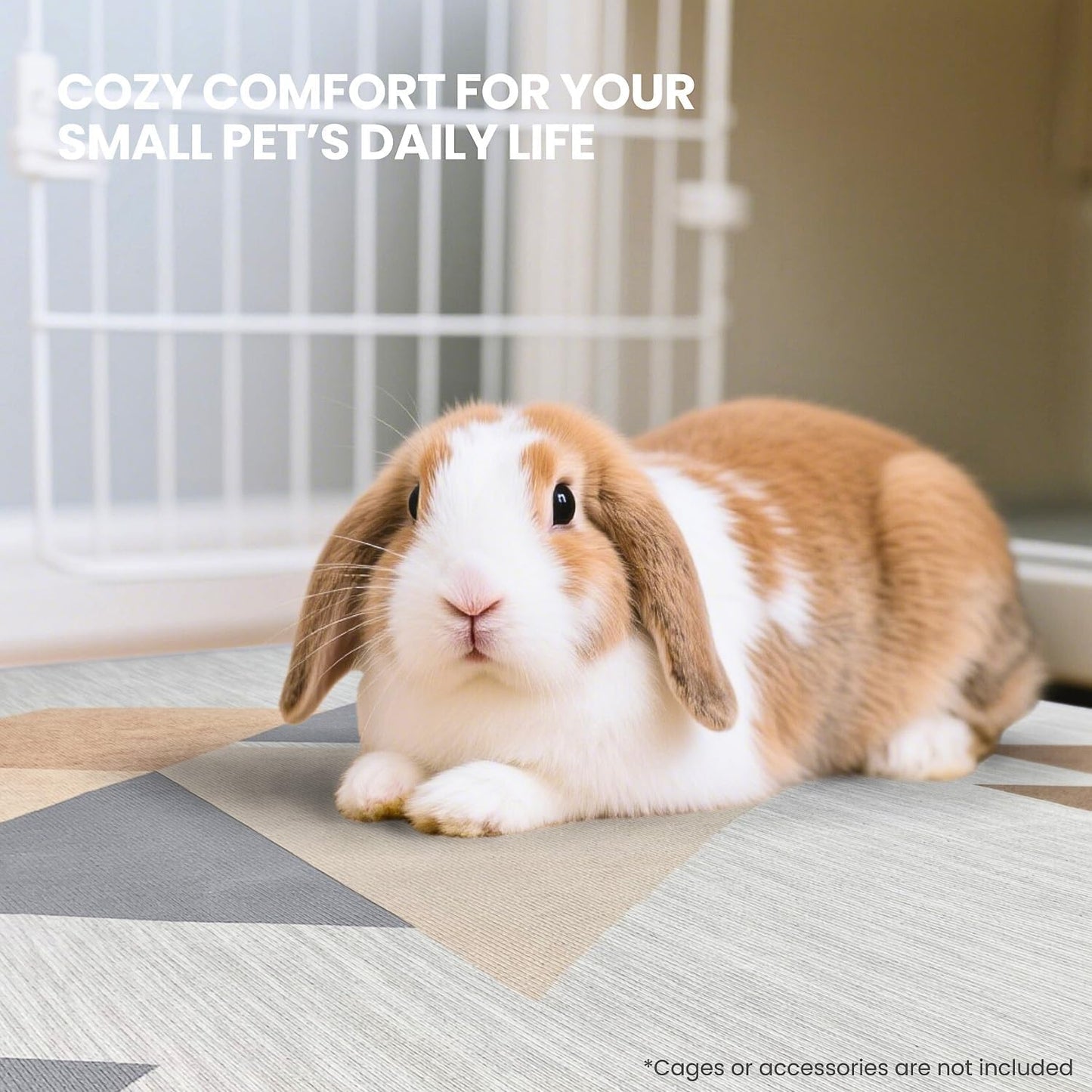 Guinea Pig Cage Liner - Washable Bunny Playpen Mat - Soft Reusable Rabbit Bedding - Non-Slip Rug for Small Animals, Kittens & Puppies (47"x31")