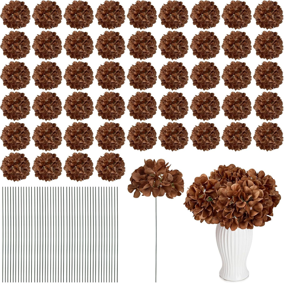 Red Hydrangea Artificial Flowers Silk Hydrangeas Bulk 104 PCS