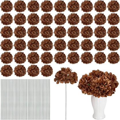 Red Hydrangea Artificial Flowers Silk Hydrangeas Bulk 104 PCS