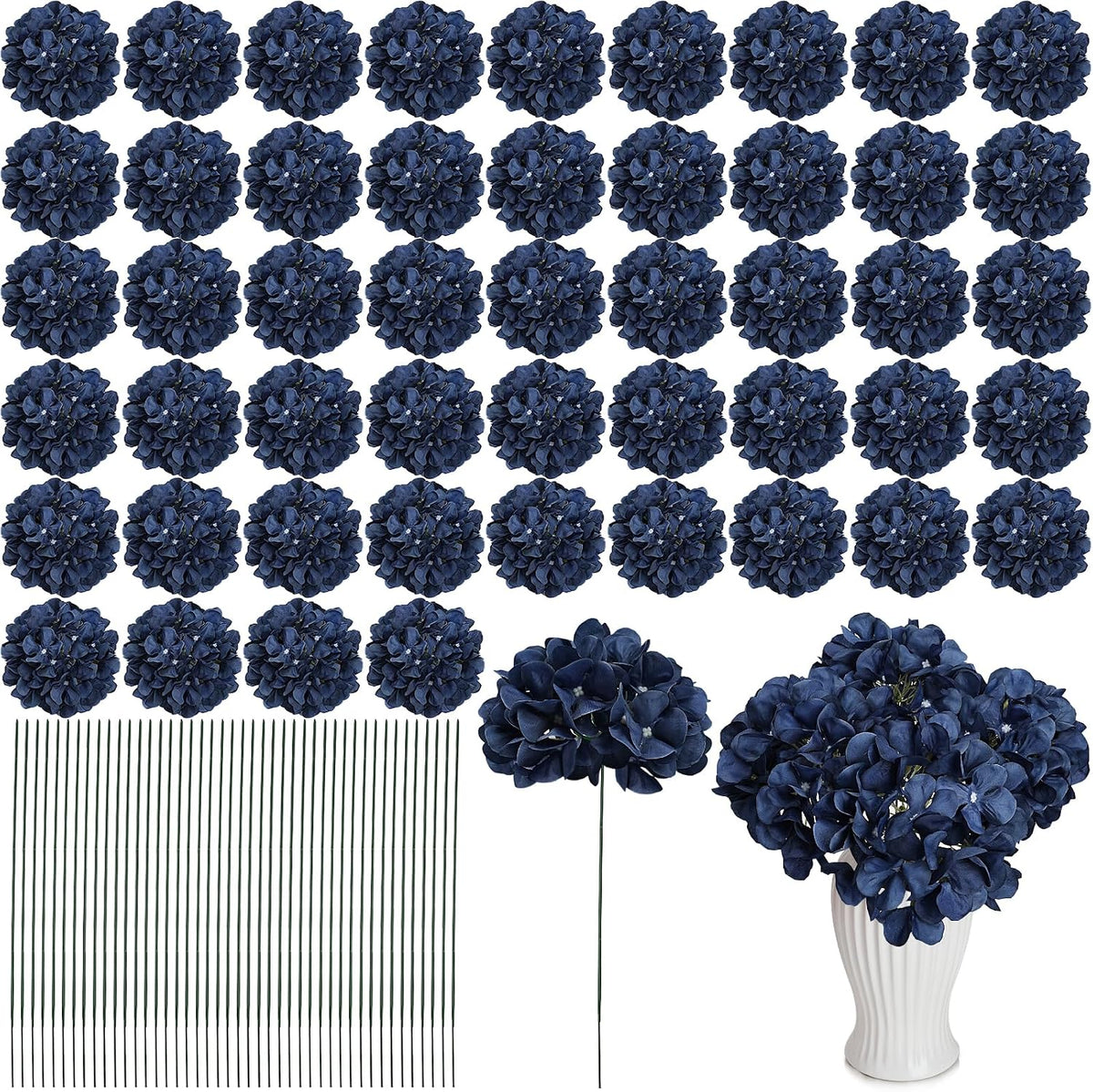 Red Hydrangea Artificial Flowers Silk Hydrangeas Bulk 104 PCS