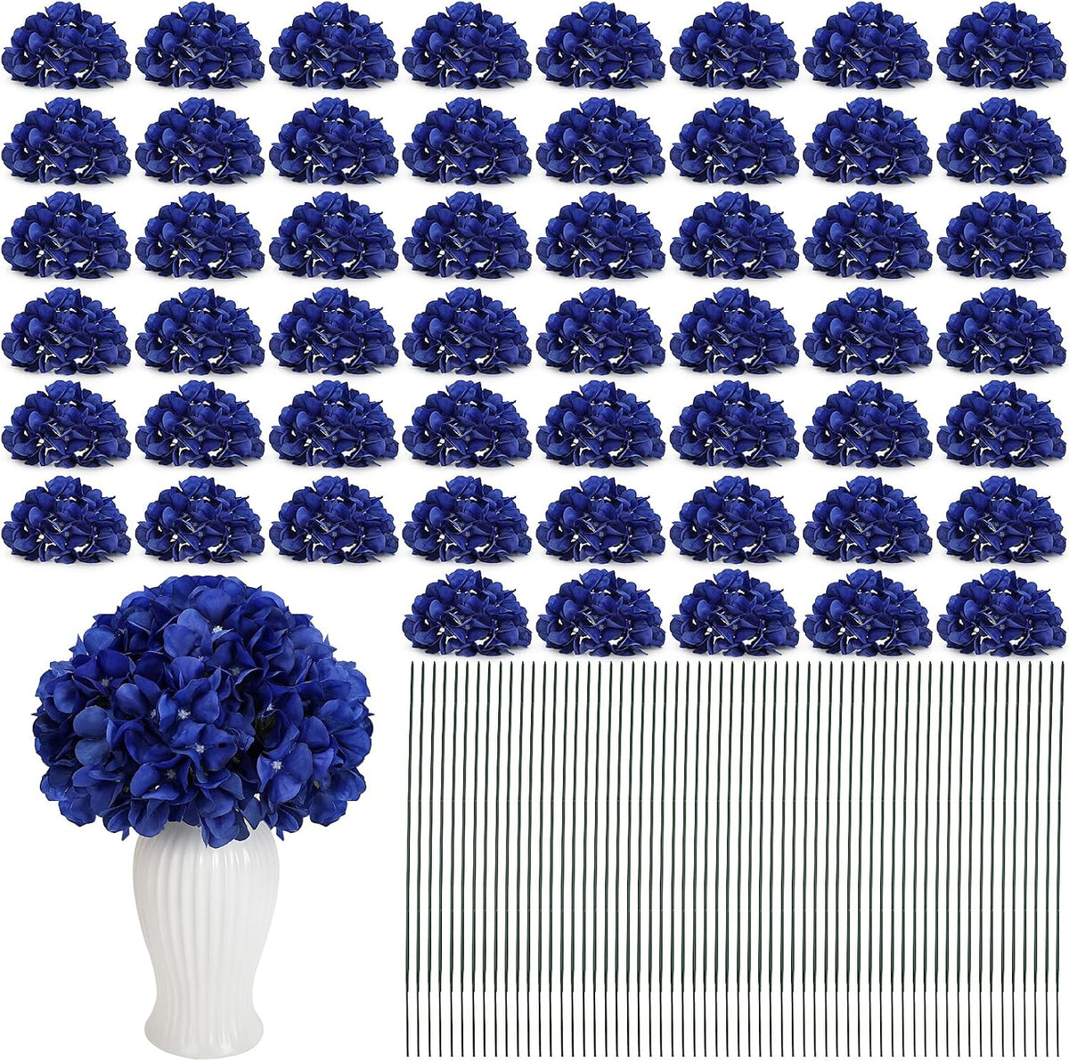 Red Hydrangea Artificial Flowers Silk Hydrangeas Bulk 104 PCS