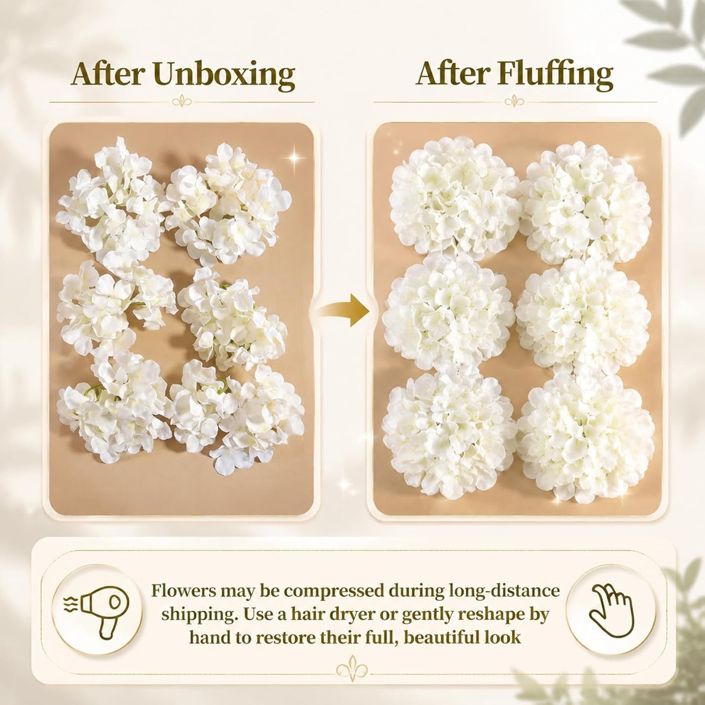 White Hydrangea Artificial Flowers Bulk, 65Pcs Faux Hydrangea Flowers, Silk Hydrangea Flowers with Detachable Stems for Wedding Centerpieces, Home Decor and Party Decorations