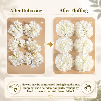 White Hydrangea Artificial Flowers Bulk, 65Pcs Faux Hydrangea Flowers, Silk Hydrangea Flowers with Detachable Stems for Wedding Centerpieces, Home Decor and Party Decorations