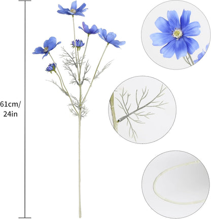 Cosmos Silk Flowers,6PCS Daisy Flowers Artificial 24'' Artificial Wildflower Fake Flowers with Stems for Wedding Party Kitchens Home Decoration(Peach Coral)