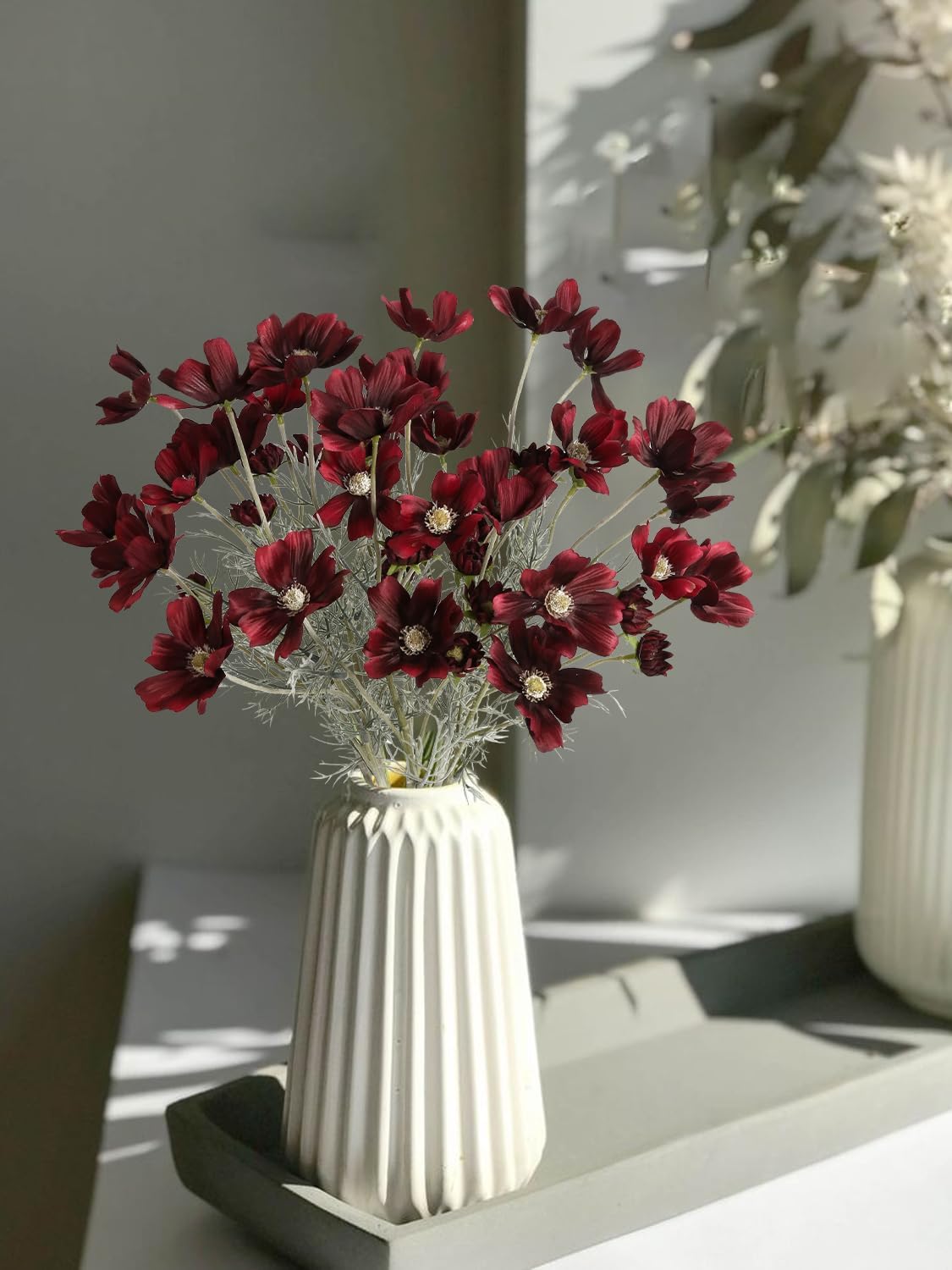 Cosmos Silk Flowers,6PCS Daisy Flowers Artificial 24'' Artificial Wildflower Fake Flowers with Stems for Wedding Party Kitchens Home Decoration(Peach Coral)