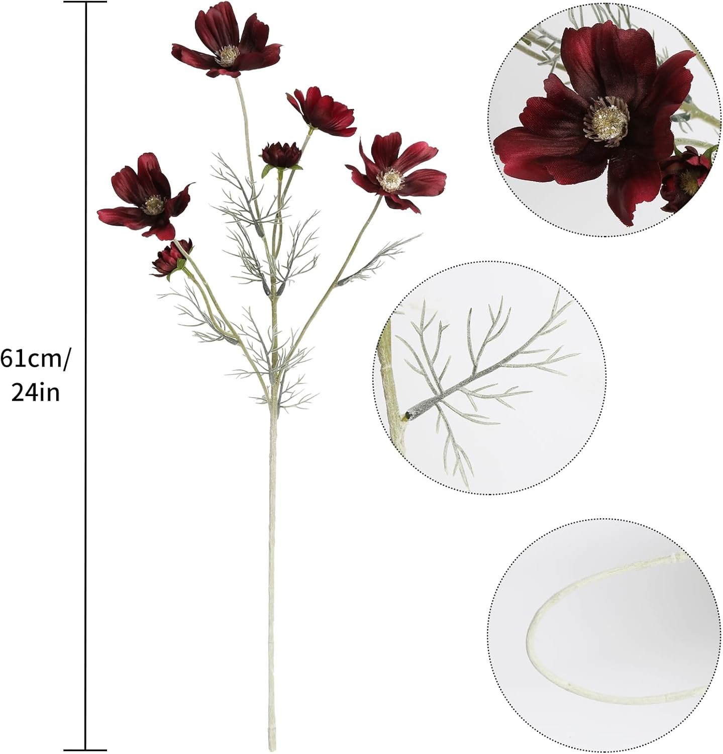 Cosmos Silk Flowers,6PCS Daisy Flowers Artificial 24'' Artificial Wildflower Fake Flowers with Stems for Wedding Party Kitchens Home Decoration(Peach Coral)