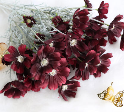 Cosmos Silk Flowers,6PCS Daisy Flowers Artificial 24'' Artificial Wildflower Fake Flowers with Stems for Wedding Party Kitchens Home Decoration(Peach Coral)