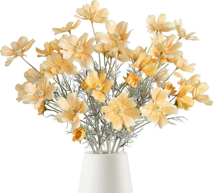 Cosmos Silk Flowers,6PCS Daisy Flowers Artificial 24'' Artificial Wildflower Fake Flowers with Stems for Wedding Party Kitchens Home Decoration(Peach Coral)