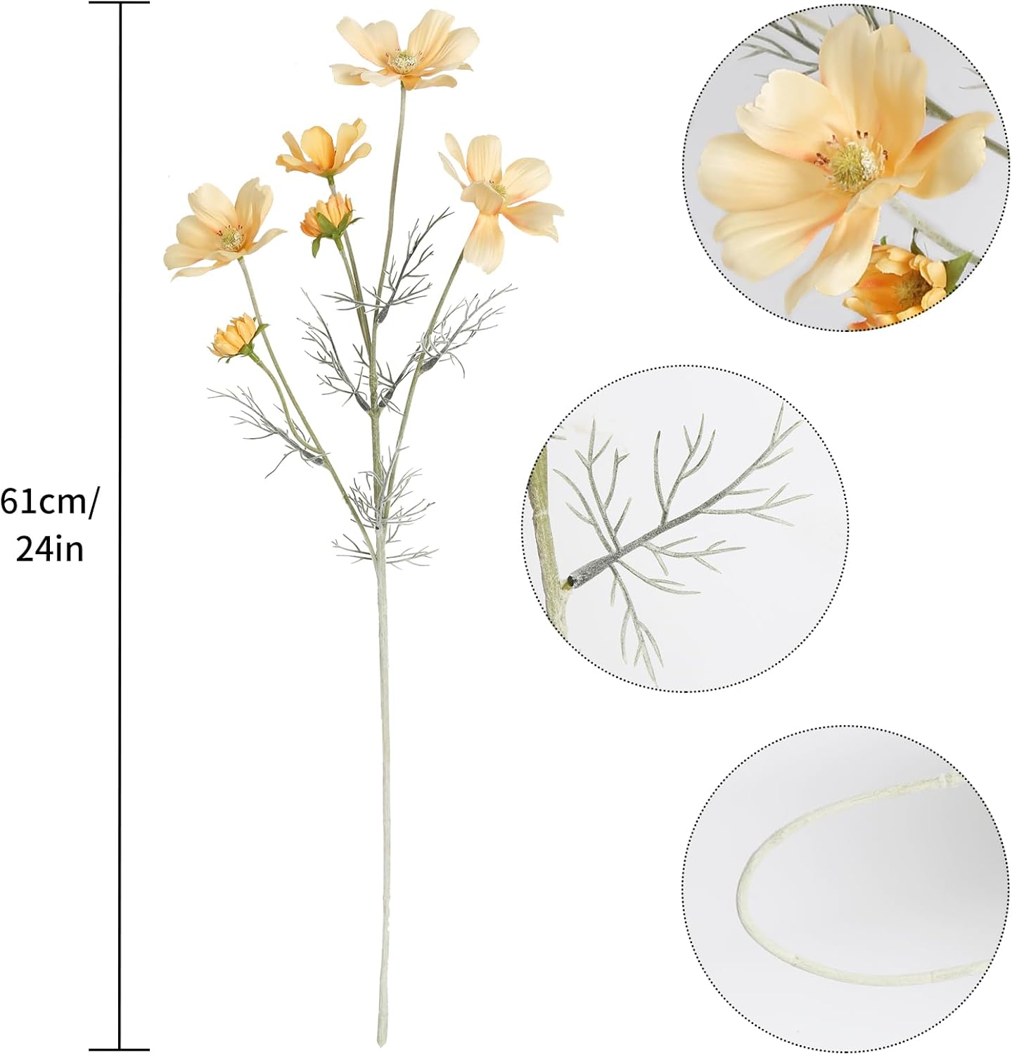 Cosmos Silk Flowers,6PCS Daisy Flowers Artificial 24'' Artificial Wildflower Fake Flowers with Stems for Wedding Party Kitchens Home Decoration(Peach Coral)