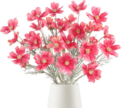 Cosmos Silk Flowers,6PCS Daisy Flowers Artificial 24'' Artificial Wildflower Fake Flowers with Stems for Wedding Party Kitchens Home Decoration(Peach Coral)