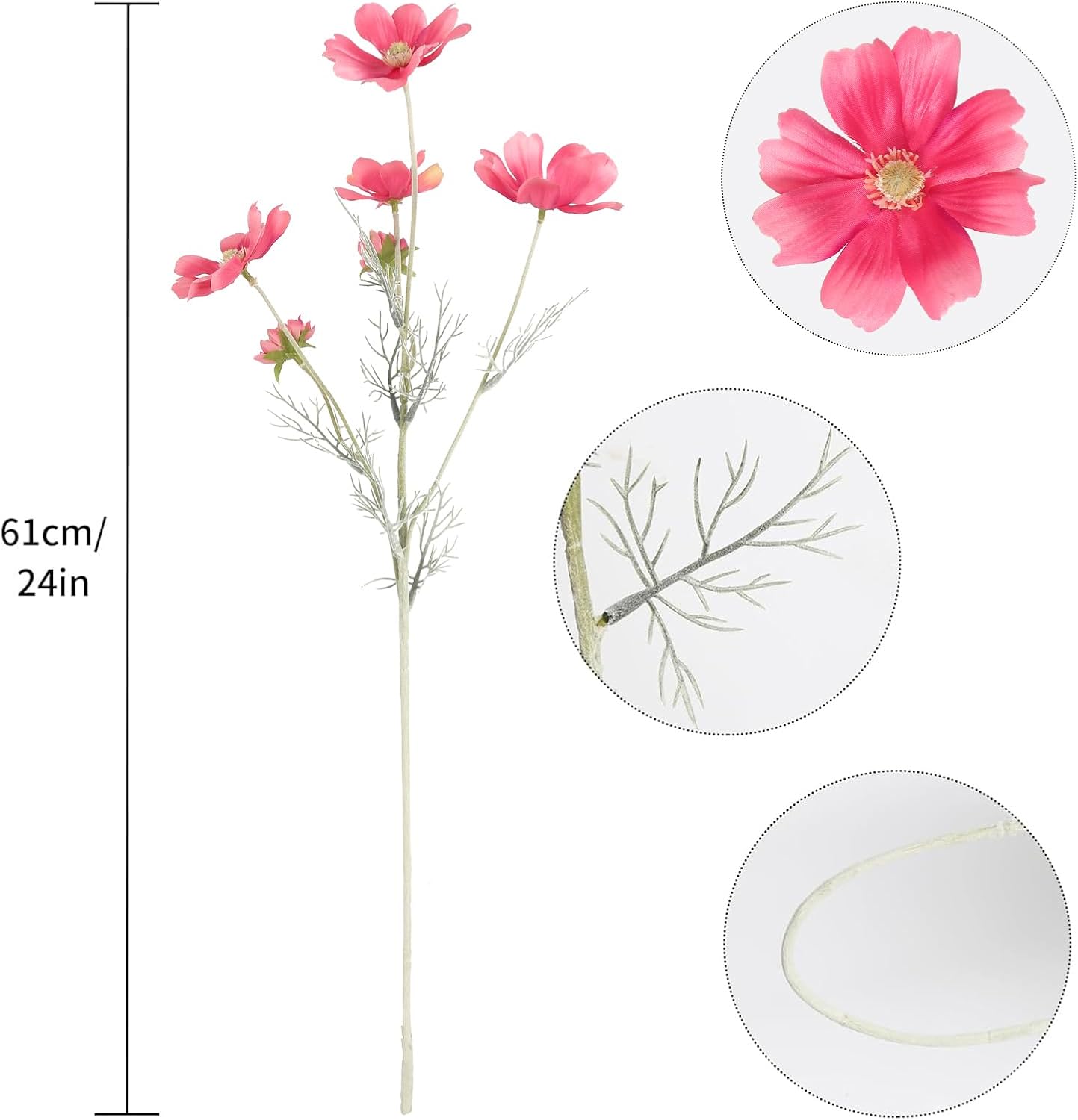 Cosmos Silk Flowers,6PCS Daisy Flowers Artificial 24'' Artificial Wildflower Fake Flowers with Stems for Wedding Party Kitchens Home Decoration(Peach Coral)