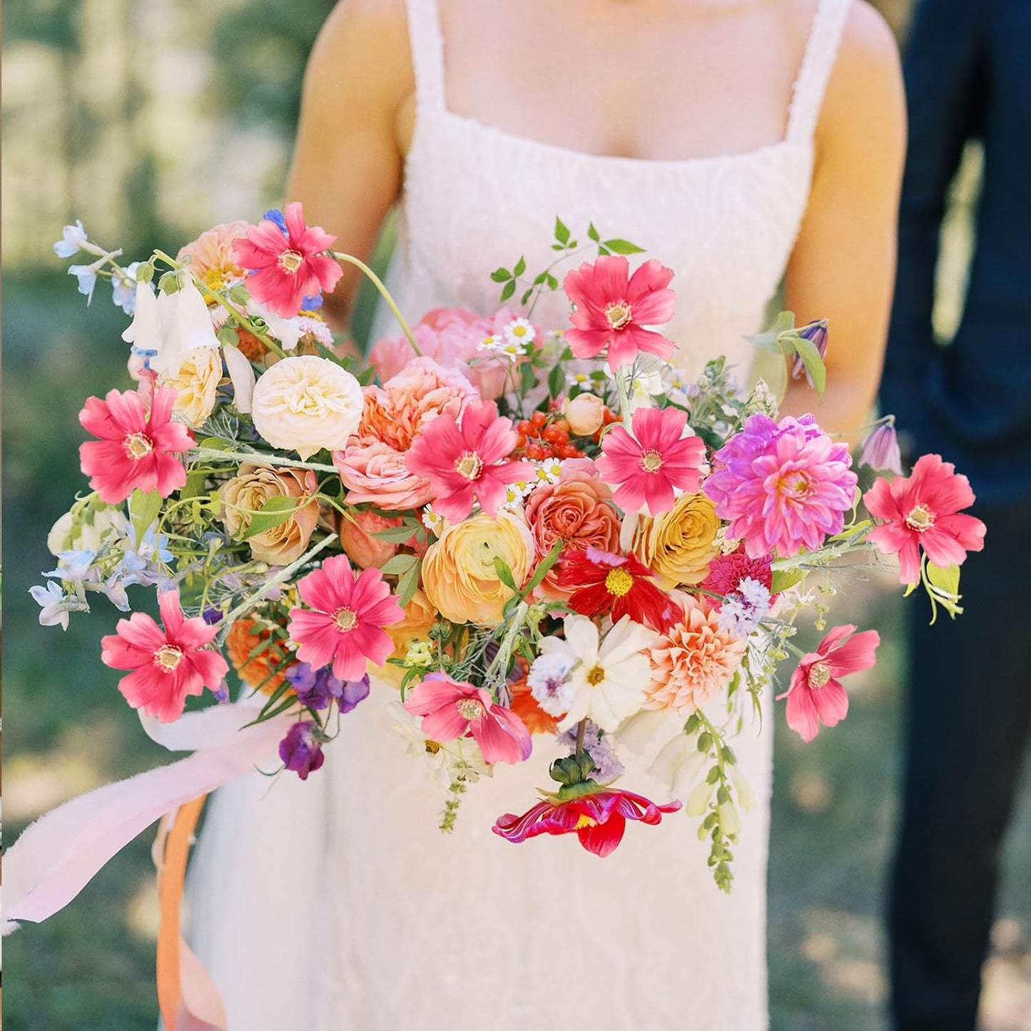 Cosmos Silk Flowers,6PCS Daisy Flowers Artificial 24'' Artificial Wildflower Fake Flowers with Stems for Wedding Party Kitchens Home Decoration(Peach Coral)