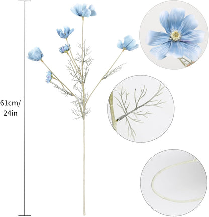 Cosmos Silk Flowers,6PCS Daisy Flowers Artificial 24'' Artificial Wildflower Fake Flowers with Stems for Wedding Party Kitchens Home Decoration(Peach Coral)