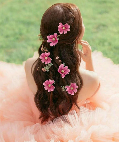 Cosmos Silk Flowers,6PCS Daisy Flowers Artificial 24'' Artificial Wildflower Fake Flowers with Stems for Wedding Party Kitchens Home Decoration(Peach Coral)
