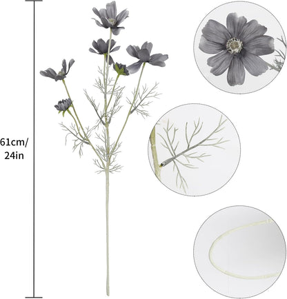 Cosmos Silk Flowers,6PCS Daisy Flowers Artificial 24'' Artificial Wildflower Fake Flowers with Stems for Wedding Party Kitchens Home Decoration(Peach Coral)