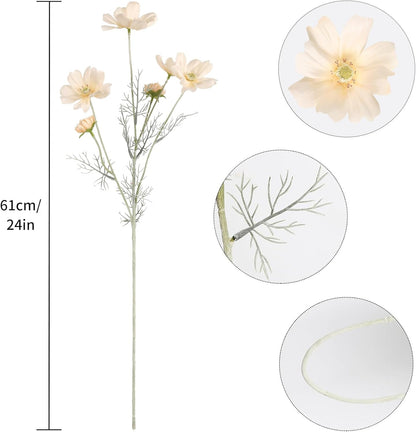 Cosmos Silk Flowers,6PCS Daisy Flowers Artificial 24'' Artificial Wildflower Fake Flowers with Stems for Wedding Party Kitchens Home Decoration(Peach Coral)