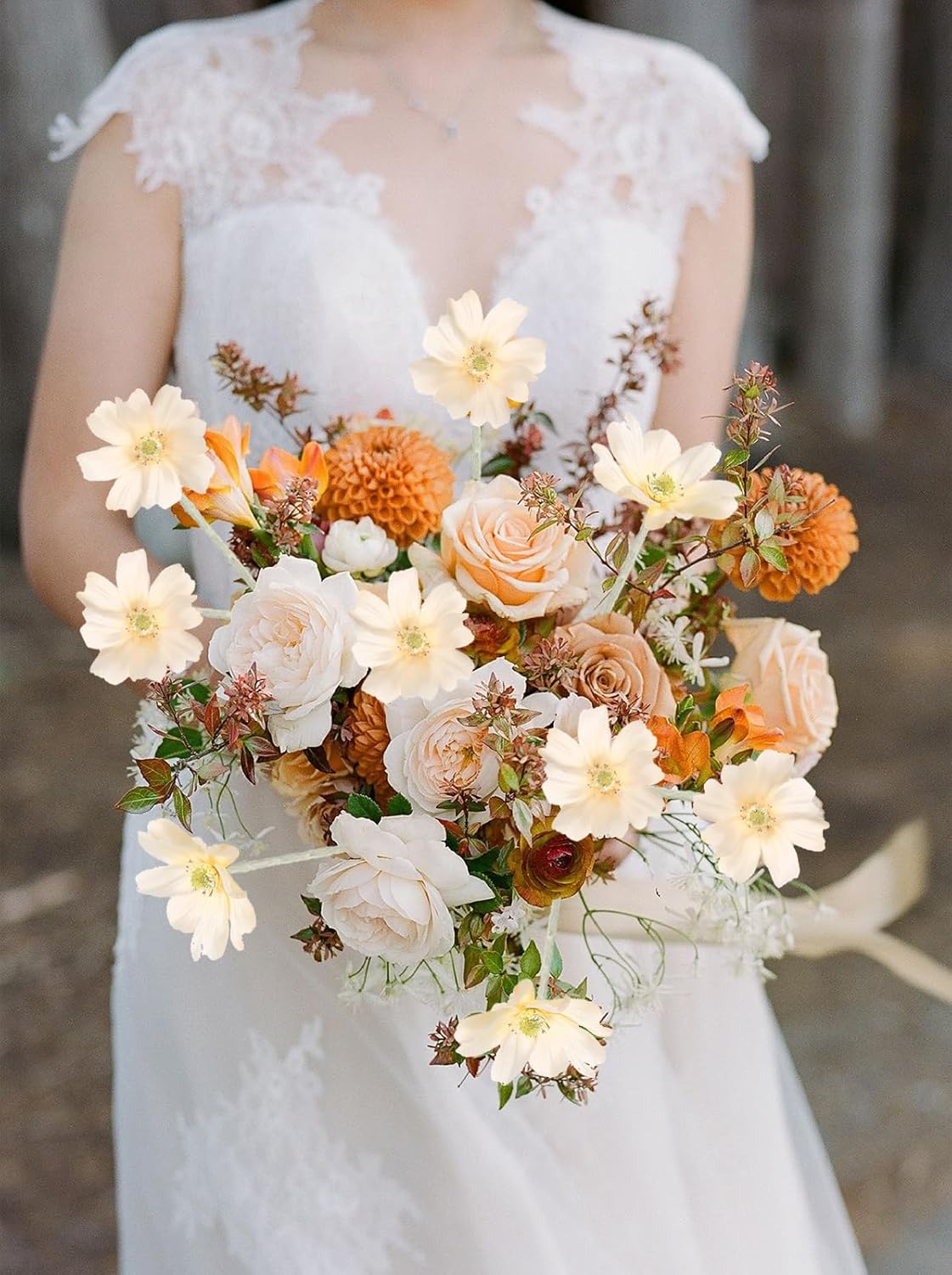 Cosmos Silk Flowers,6PCS Daisy Flowers Artificial 24'' Artificial Wildflower Fake Flowers with Stems for Wedding Party Kitchens Home Decoration(Peach Coral)