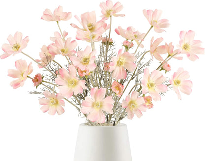 Cosmos Silk Flowers,6PCS Daisy Flowers Artificial 24'' Artificial Wildflower Fake Flowers with Stems for Wedding Party Kitchens Home Decoration(Peach Coral)