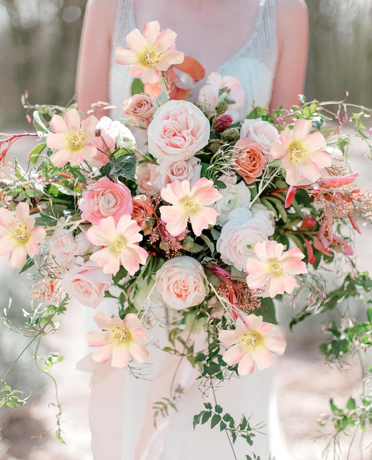 Cosmos Silk Flowers,6PCS Daisy Flowers Artificial 24'' Artificial Wildflower Fake Flowers with Stems for Wedding Party Kitchens Home Decoration(Peach Coral)