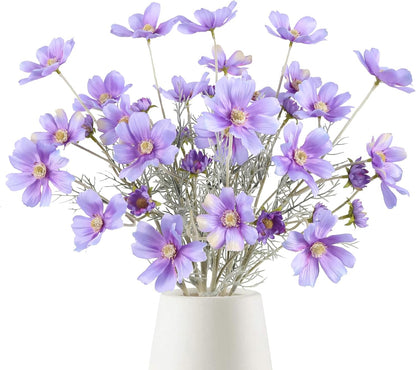 Cosmos Silk Flowers,6PCS Daisy Flowers Artificial 24'' Artificial Wildflower Fake Flowers with Stems for Wedding Party Kitchens Home Decoration(Peach Coral)