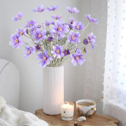 Cosmos Silk Flowers,6PCS Daisy Flowers Artificial 24'' Artificial Wildflower Fake Flowers with Stems for Wedding Party Kitchens Home Decoration(Peach Coral)