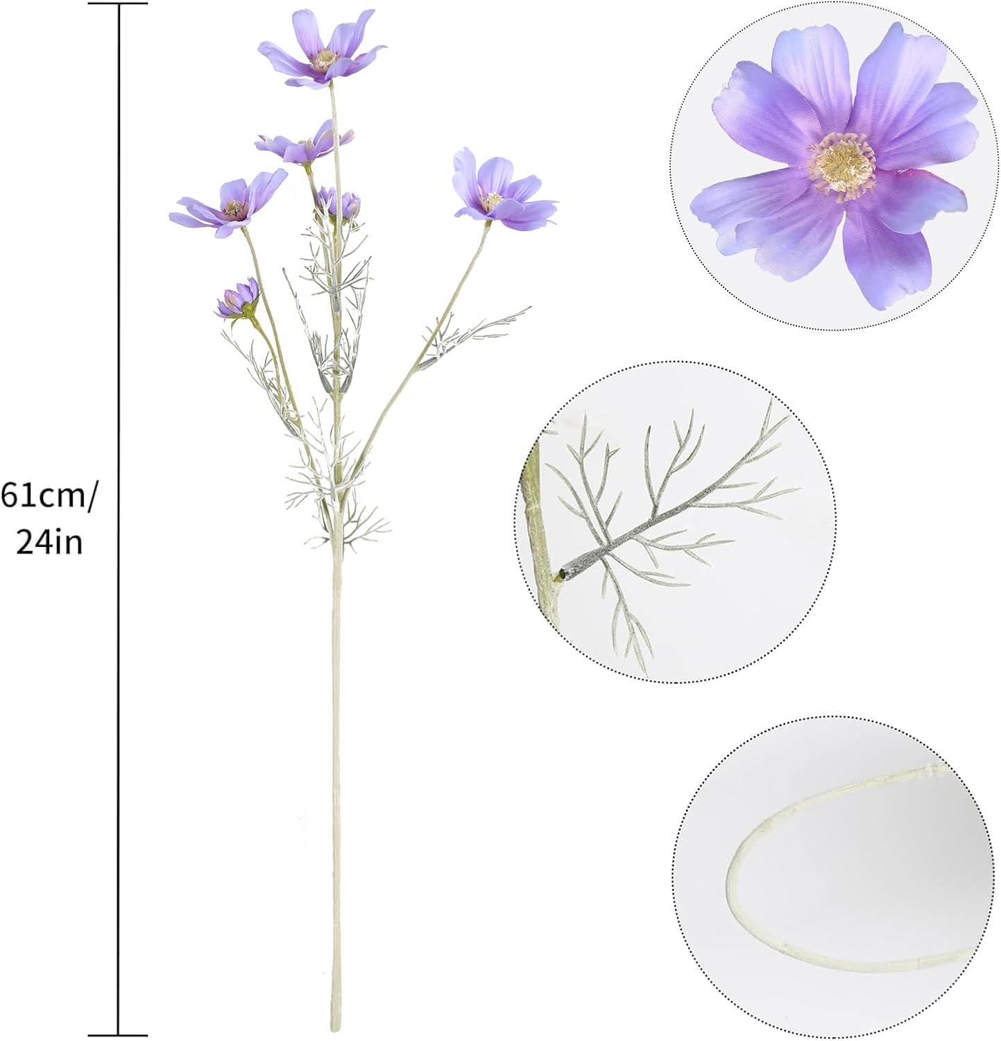 Cosmos Silk Flowers,6PCS Daisy Flowers Artificial 24'' Artificial Wildflower Fake Flowers with Stems for Wedding Party Kitchens Home Decoration(Peach Coral)