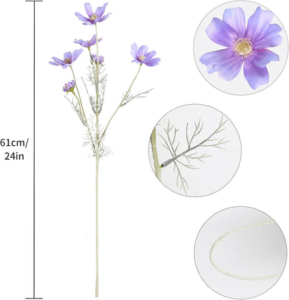 Cosmos Silk Flowers,6PCS Daisy Flowers Artificial 24'' Artificial Wildflower Fake Flowers with Stems for Wedding Party Kitchens Home Decoration(Peach Coral)