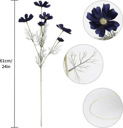 Cosmos Silk Flowers,6PCS Daisy Flowers Artificial 24'' Artificial Wildflower Fake Flowers with Stems for Wedding Party Kitchens Home Decoration(Peach Coral)