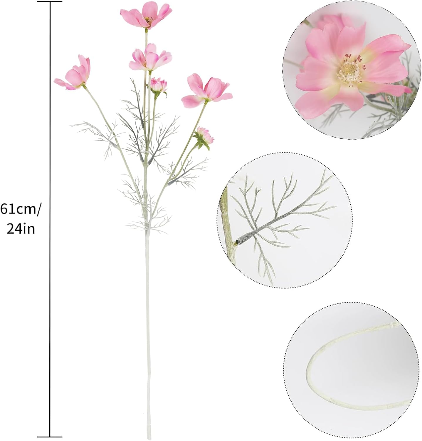 Cosmos Silk Flowers,6PCS Daisy Flowers Artificial 24'' Artificial Wildflower Fake Flowers with Stems for Wedding Party Kitchens Home Decoration(Peach Coral)