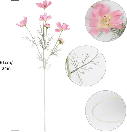 Cosmos Silk Flowers,6PCS Daisy Flowers Artificial 24'' Artificial Wildflower Fake Flowers with Stems for Wedding Party Kitchens Home Decoration(Peach Coral)