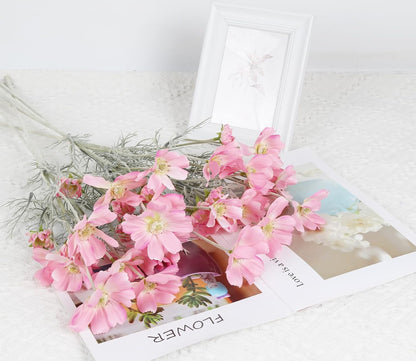 Cosmos Silk Flowers,6PCS Daisy Flowers Artificial 24'' Artificial Wildflower Fake Flowers with Stems for Wedding Party Kitchens Home Decoration(Peach Coral)